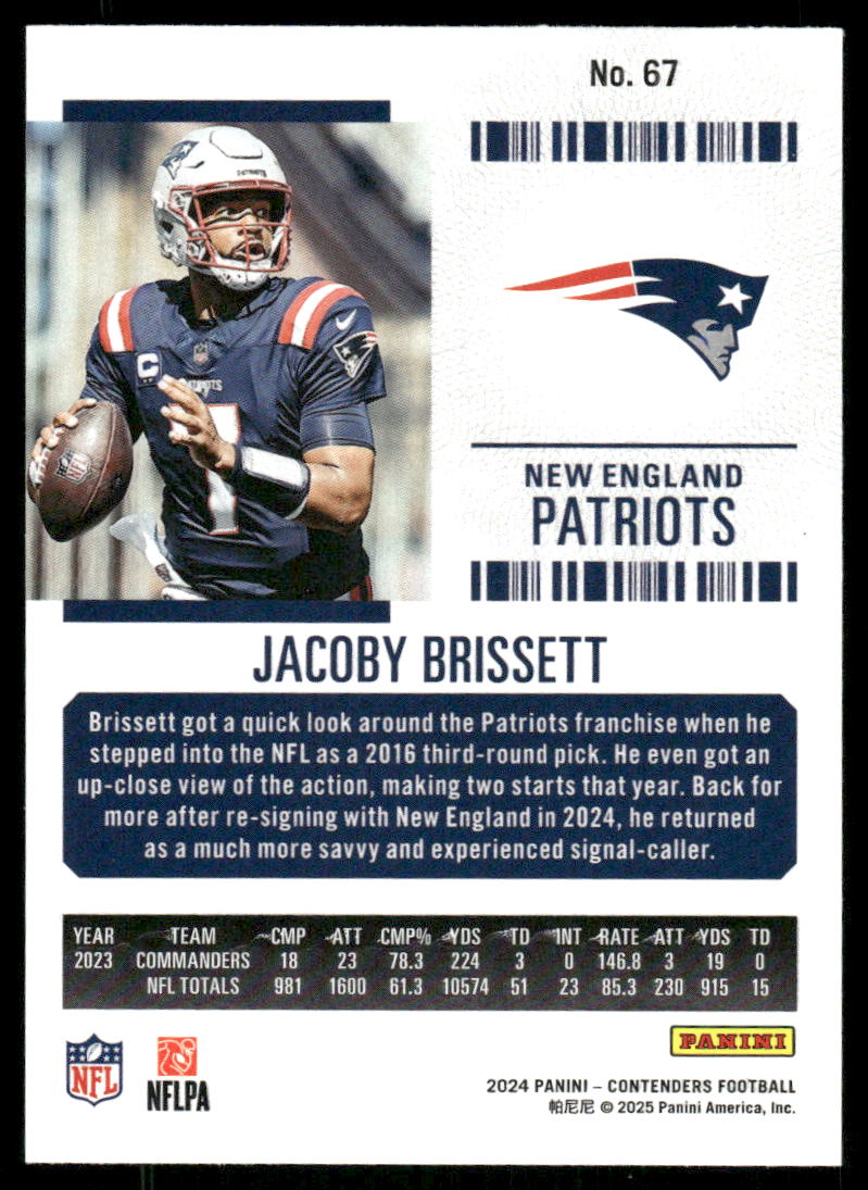 2025 Panini Contenders Football Jacoby Brissett #67 Football