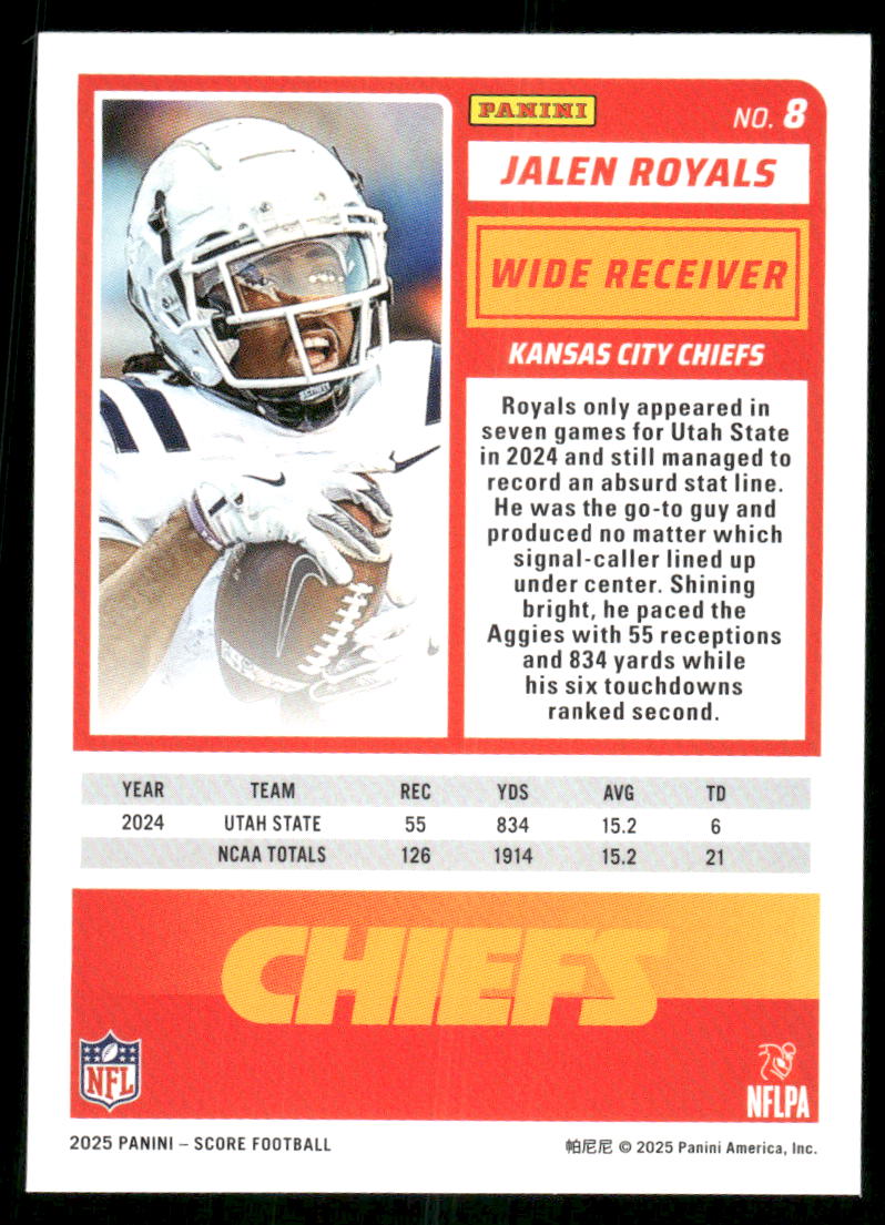 2025 Score A Treat Jalen Royals #8 RC Football