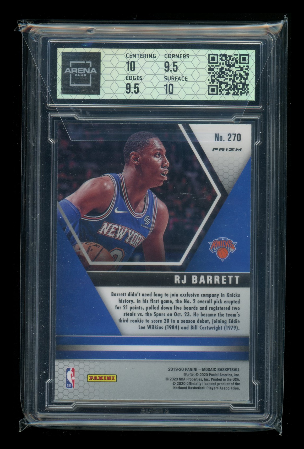 2019-20 Panini Mosaic RJ Barrett #270 Silver RC Basketball Arena Club 10