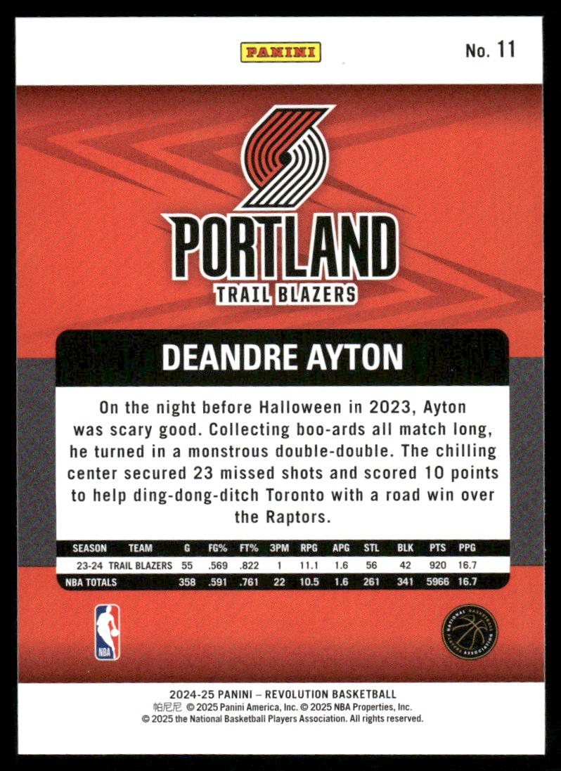 2024-25 Panini Revolution Deandre Ayton #11 Basketball