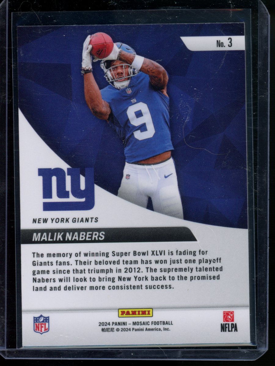 2024 Panini Mosaic Malik Nabers #3 RC Football