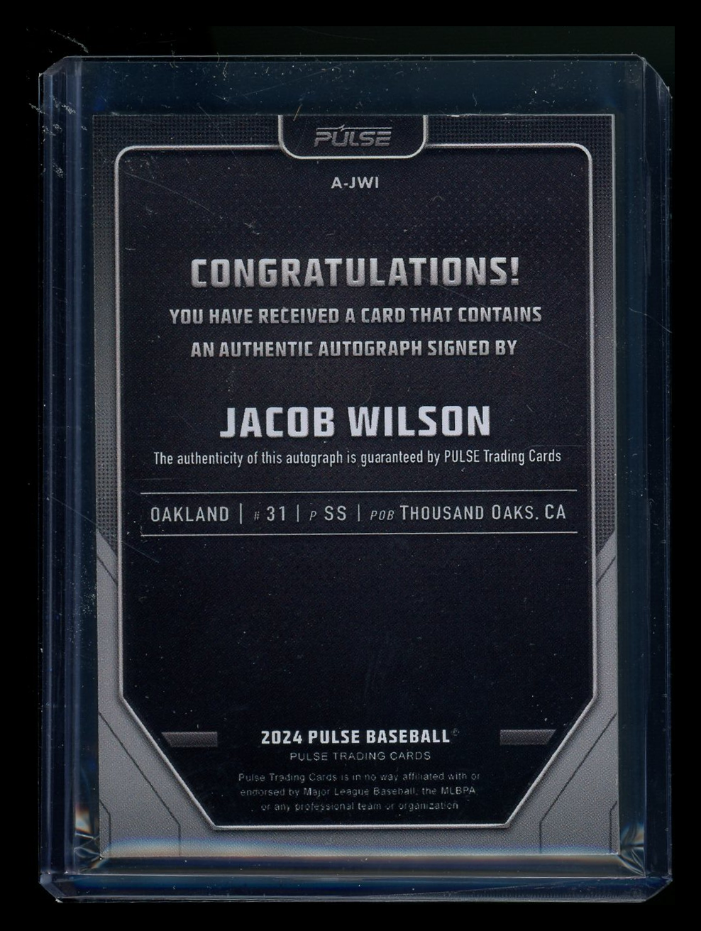 2024 Pulse Jacob Wilson #A-JWI Auto Baseball