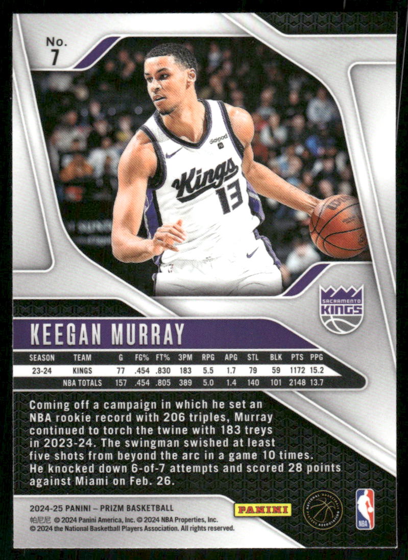 2024-25 Panini Prizm Basketball Keegan Murray #7 Basketball