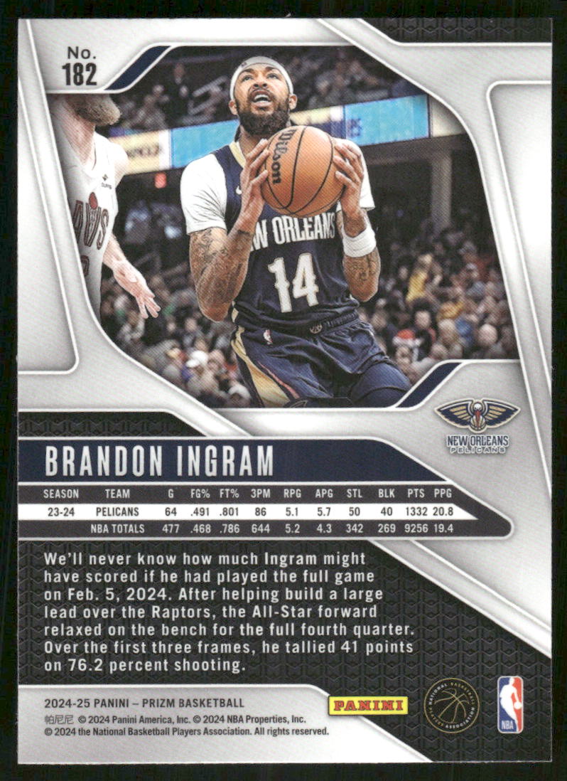 2024-25 Panini Prizm Basketball Brandon Ingram #182 Basketball