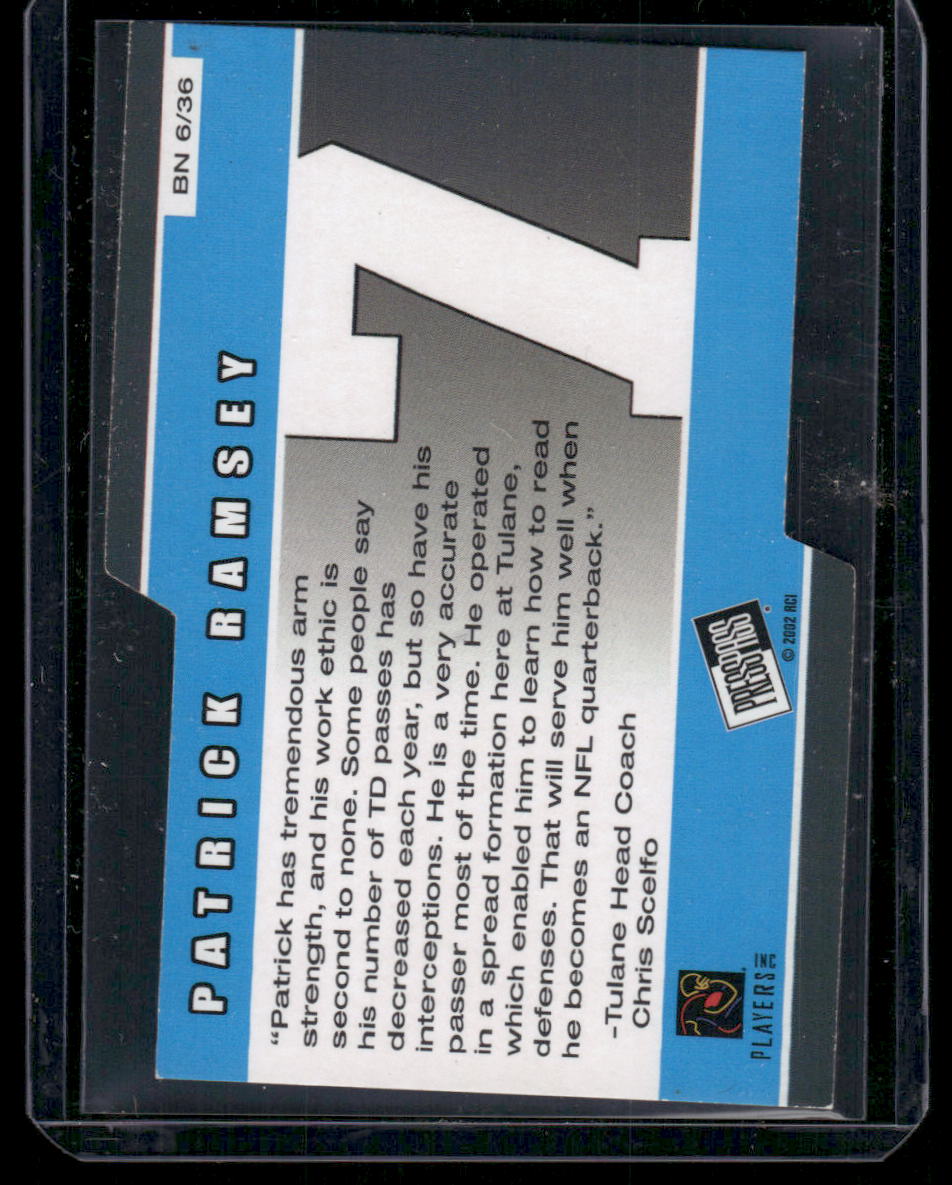 2002 Playoff Honors Big Numbers Patrick Ramsey #BN-6/36 Football