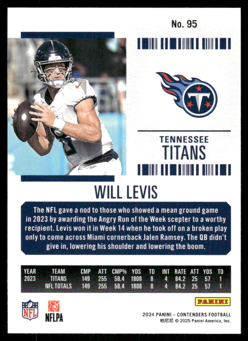 2025 Panini Contenders Football Will Levis #95 Football