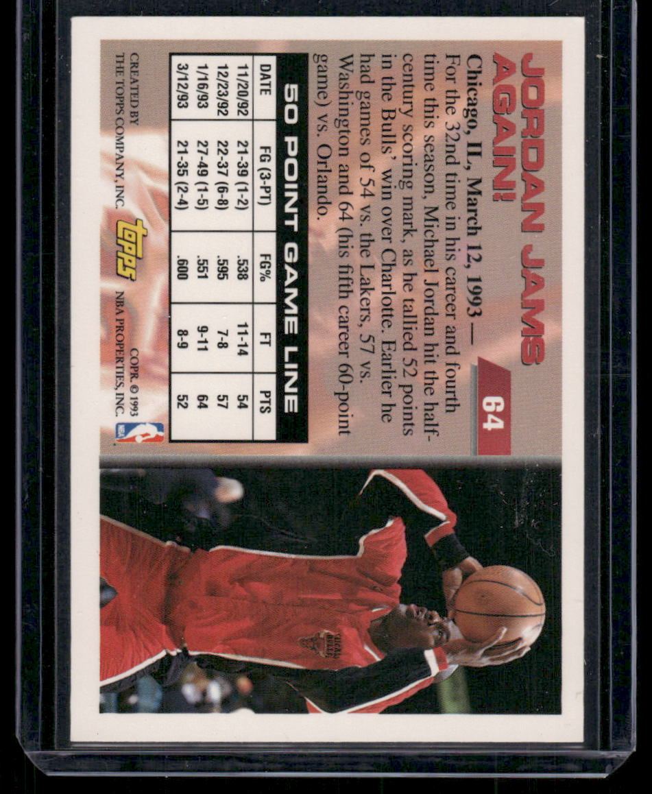 1993 Topps 50 Point Club Michael Jordan #64 Basketball