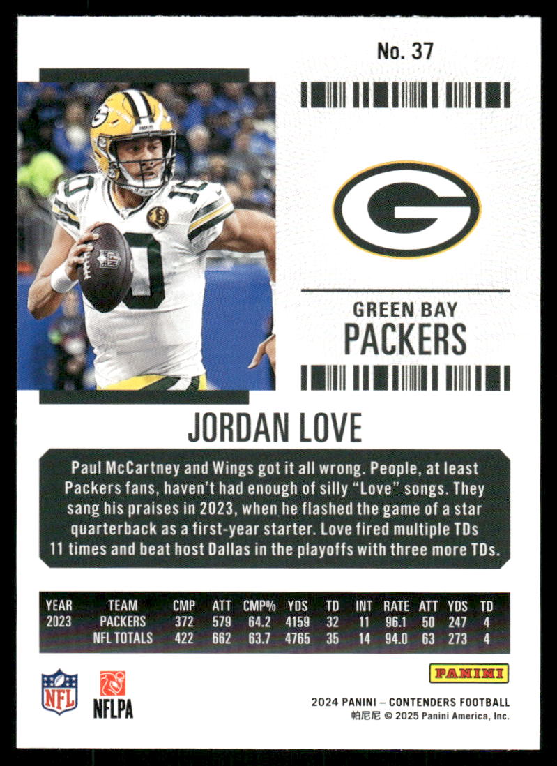 2025 Panini Contenders Football Jordan Love #219 Football