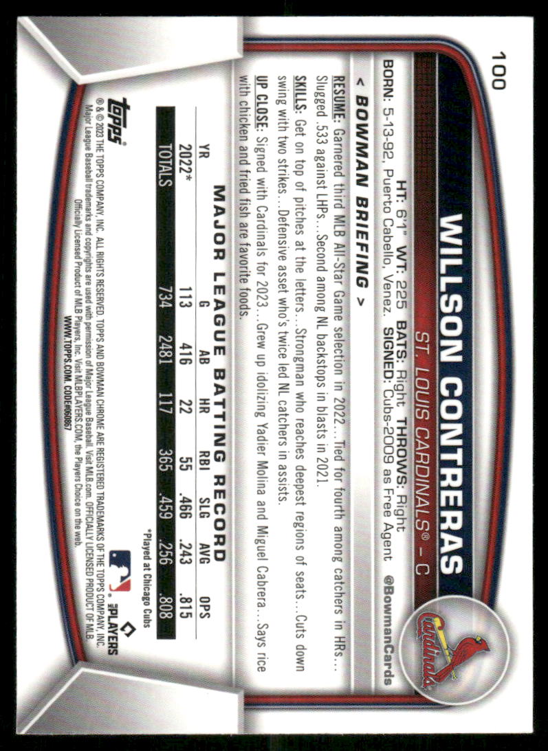 2023 Bowman Chrome Willson Contreras #100 Mojo Baseball