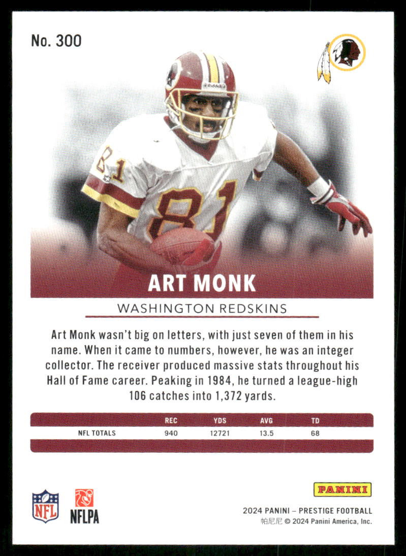 2024 Panini Prestige Art Monk #300 Football