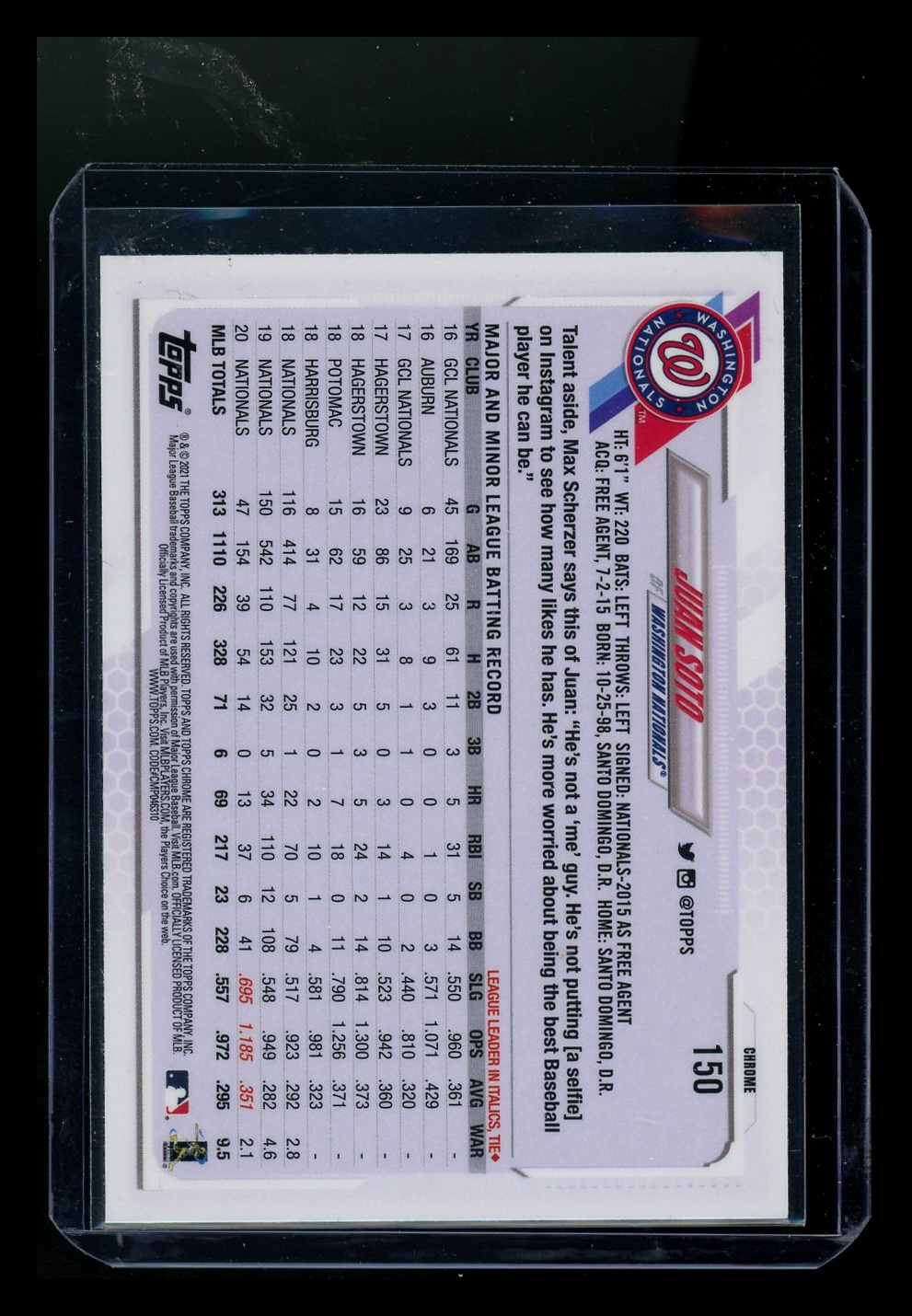 2021 Topps Chrome Juan Soto #150 Baseball