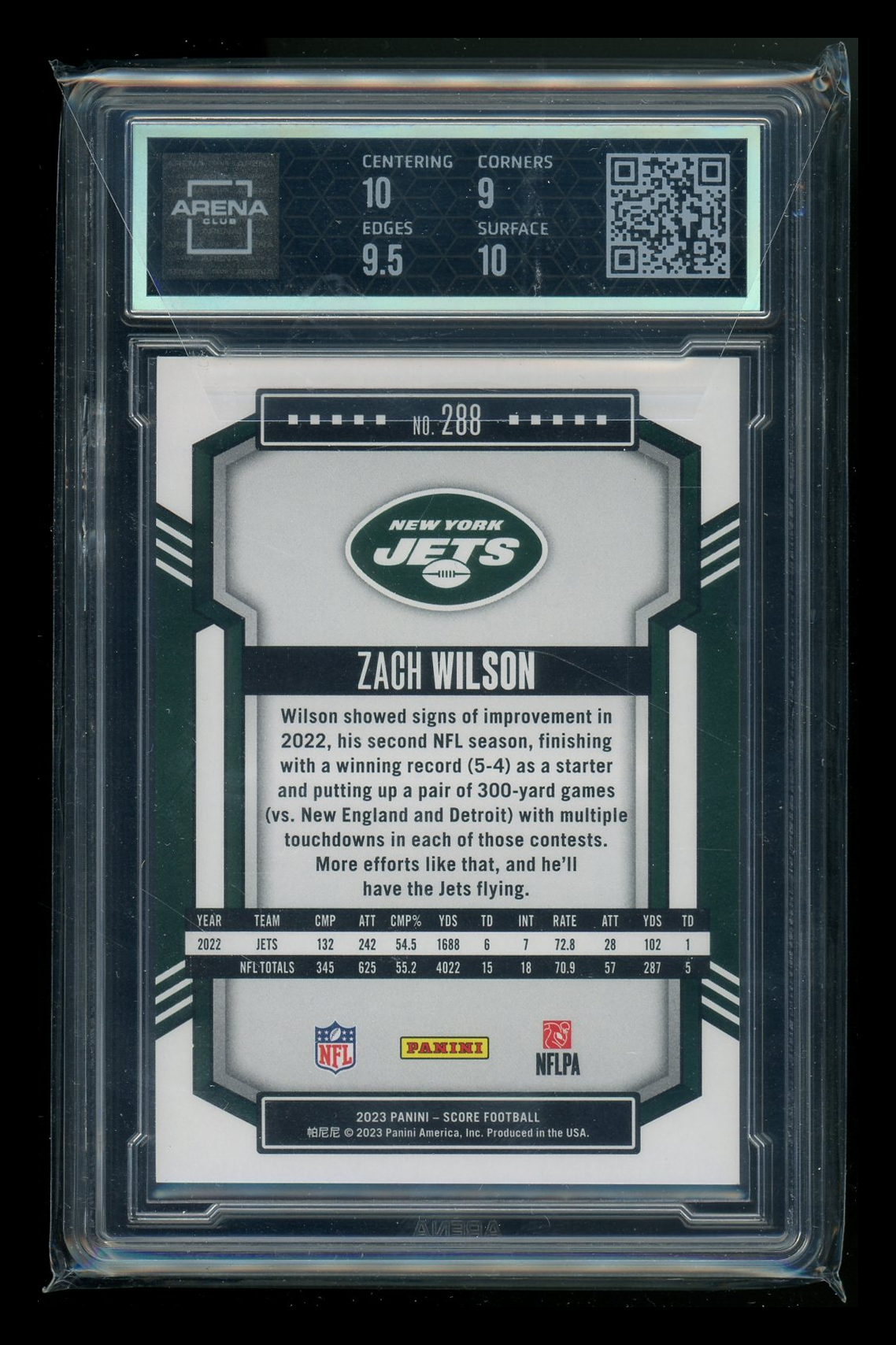 2023 Panini Score Circular Zach Wilson #288 029/135 Football Arena Club 9.5