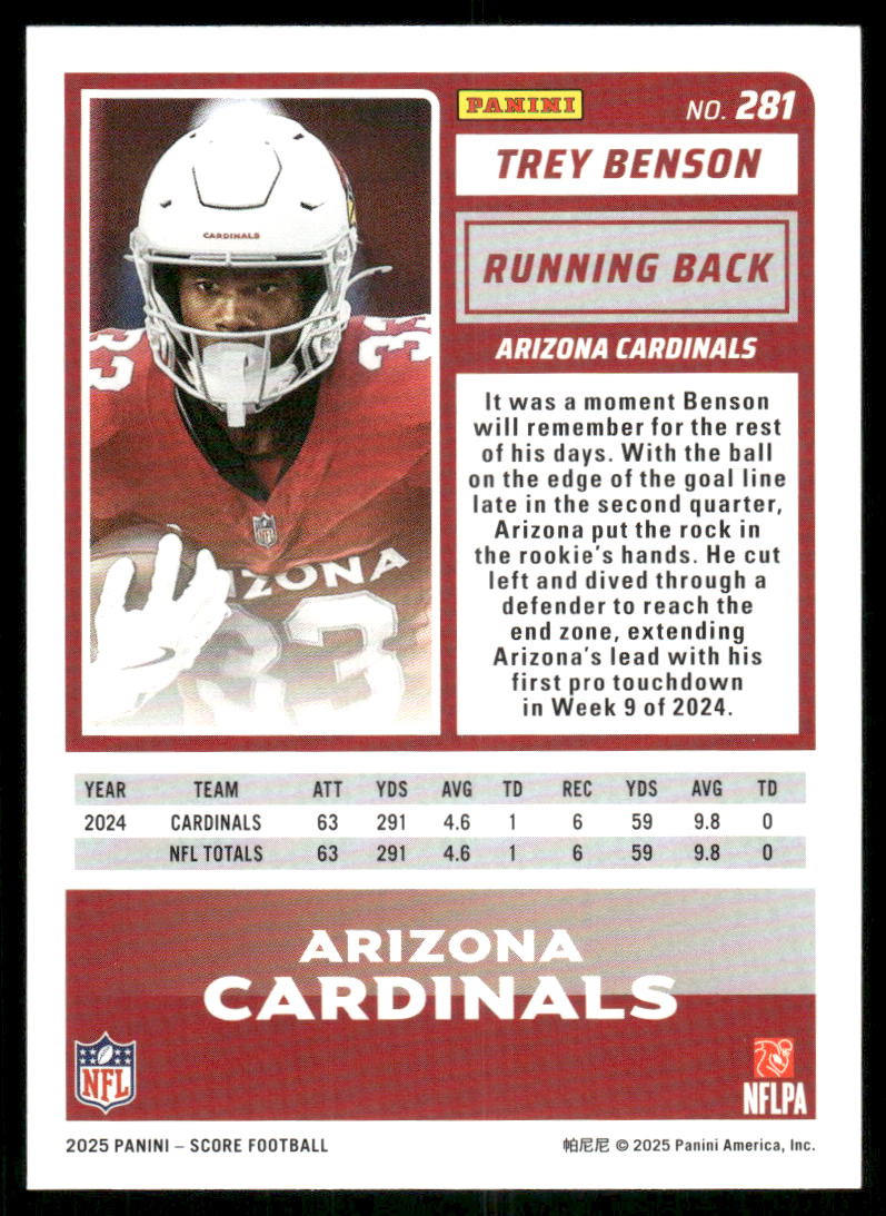 2025 Score A Treat Trey Benson #281 Football