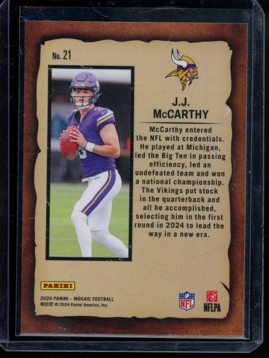 2024 Panini Mosaic J.J. McCarthy #21 Notoriety RC Football