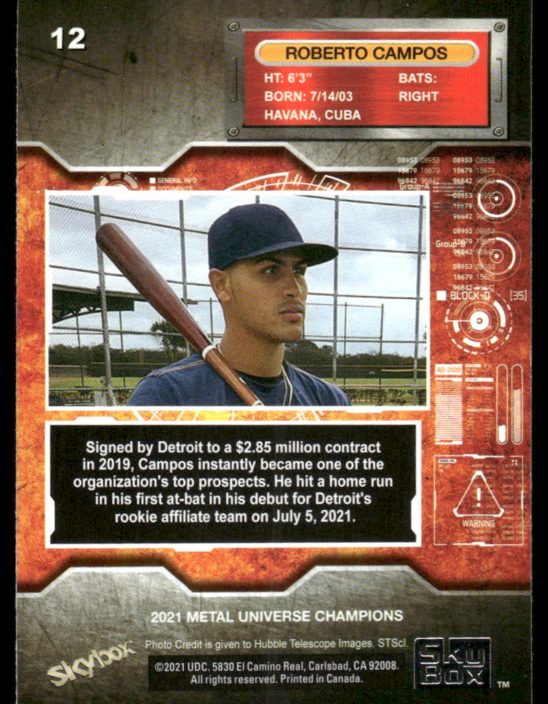 2021 Skybox Metal Universe Champions Roberto Campos #12 Baseball