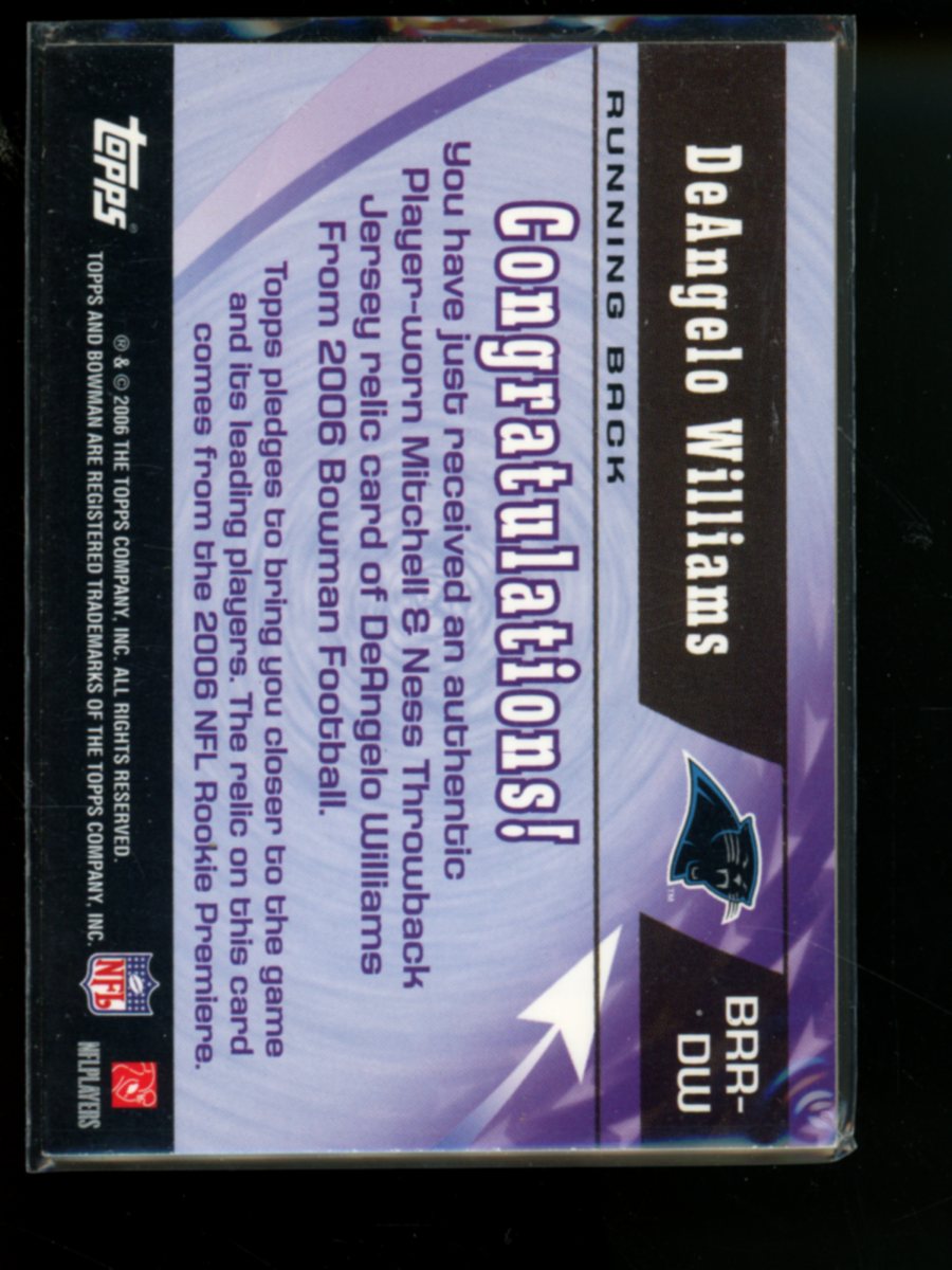 2006 Bowman Rookie Rewind DeAngelo Williams #BRR-DW Player-worn throwback jersey