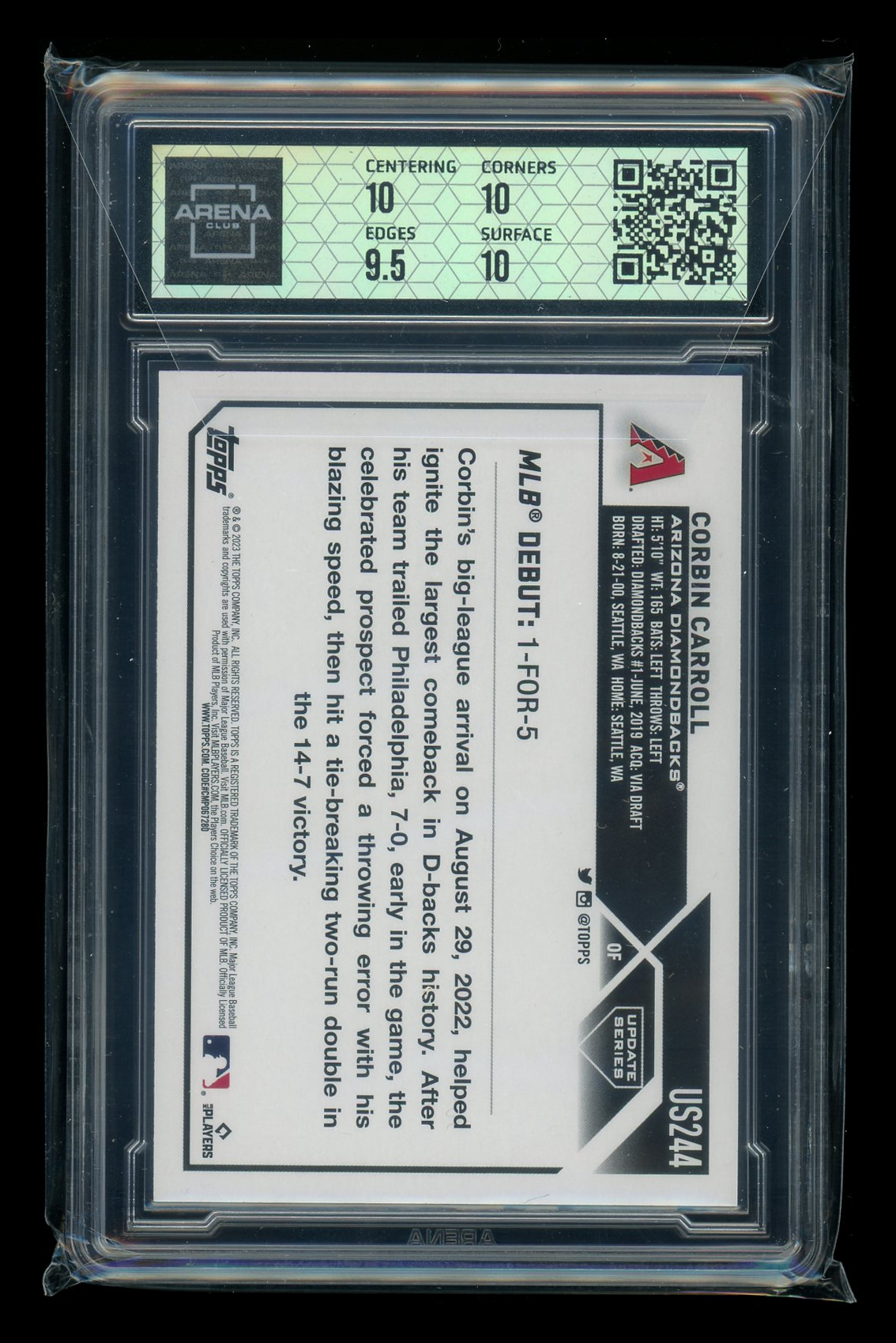 2023 Topps Update Corbin Carroll #US244 RC Baseball Arena Club 10