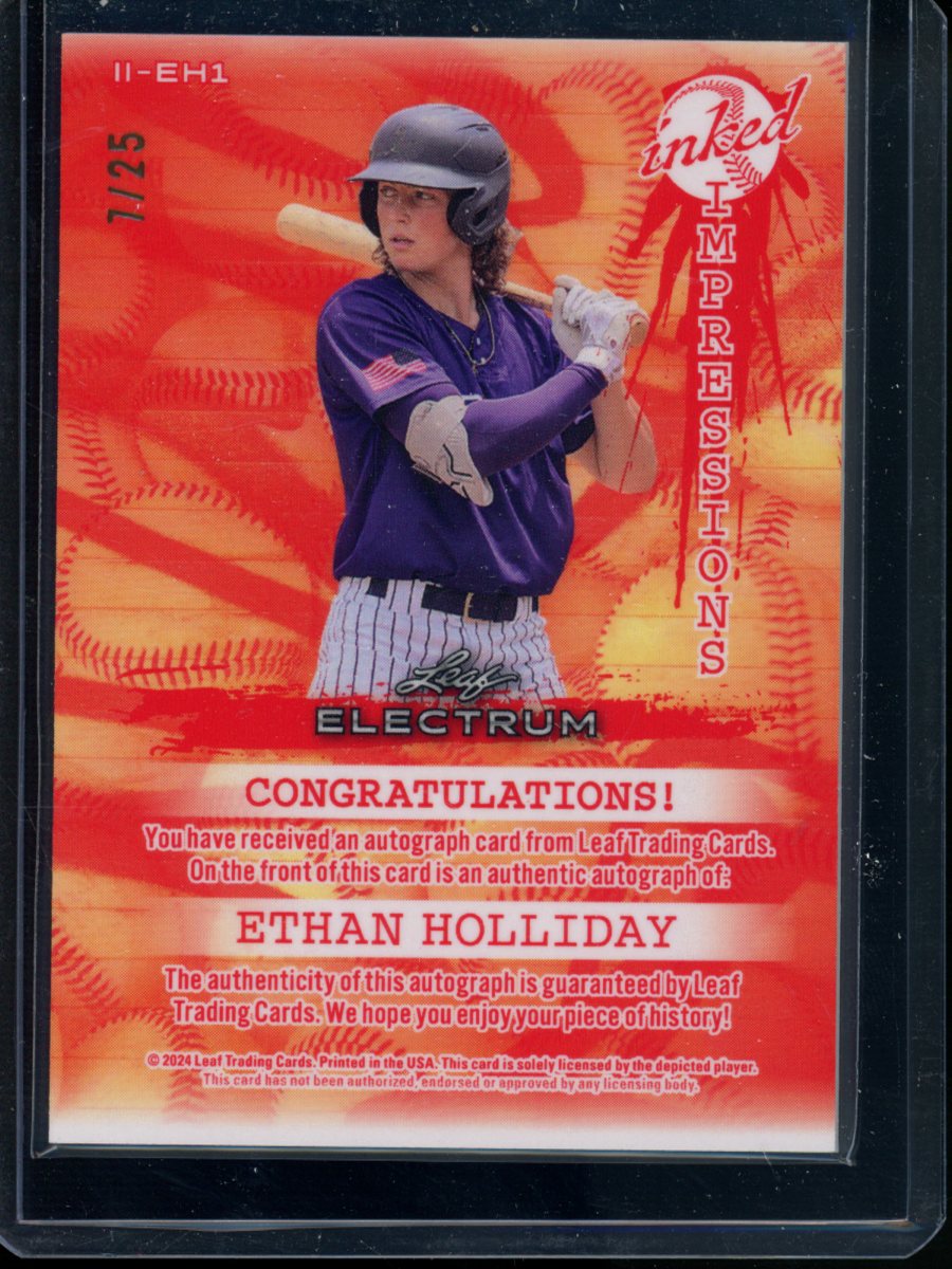 2024 Leaf Electrum Inked Impressions Ethan Holliday #II-EH1 7/25 Autograph