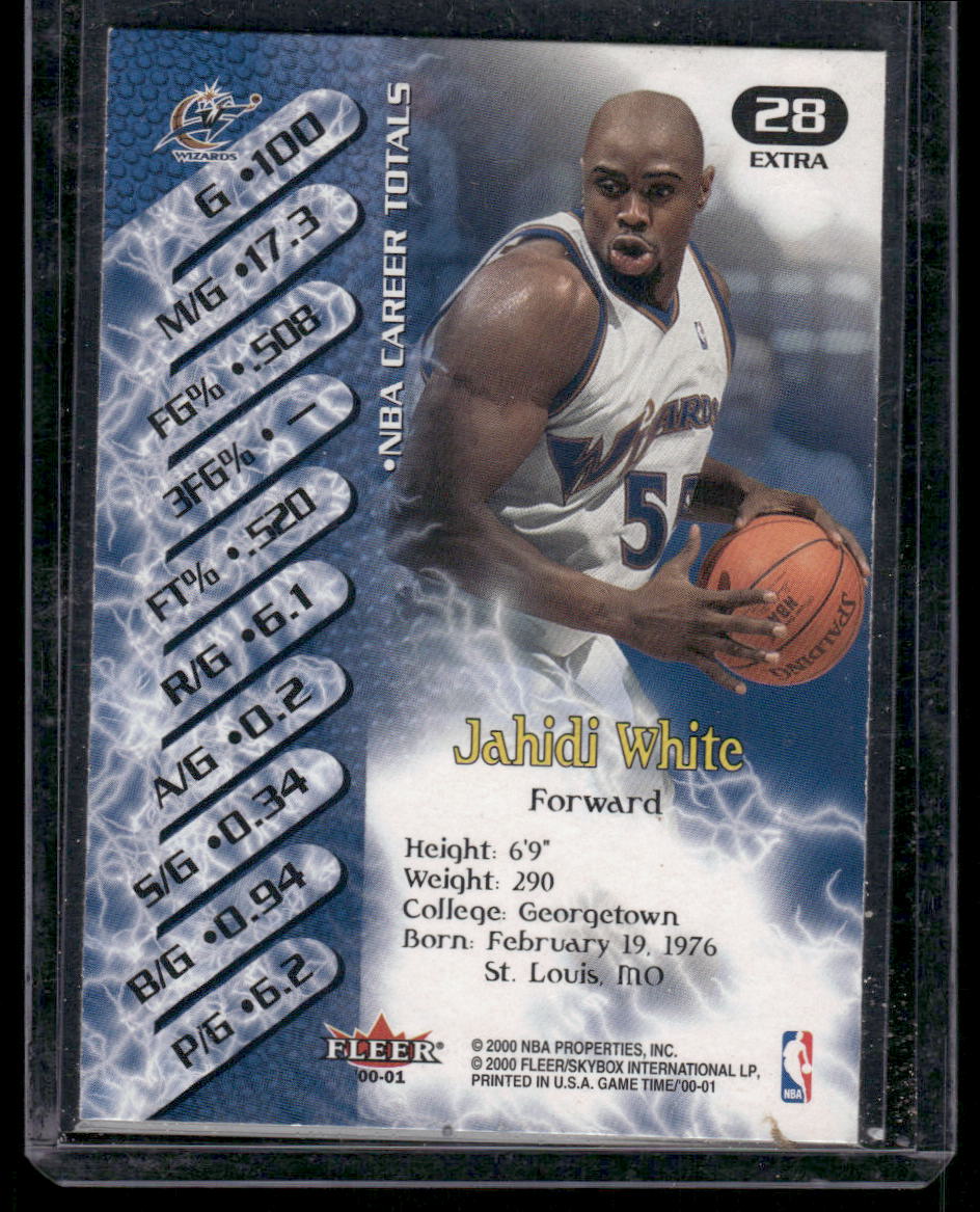 2000-01 Fleer Game Time Extra Jahidi White #28 Basketball