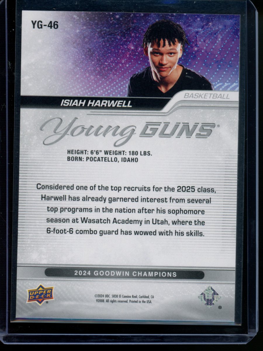 2024 Upper Deck Goodwin Champions Young Guns Isiah Harwell #YG-46 Basketball