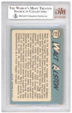 1965 Topps Walter Alston MG #217 Baseball BVG 6.5