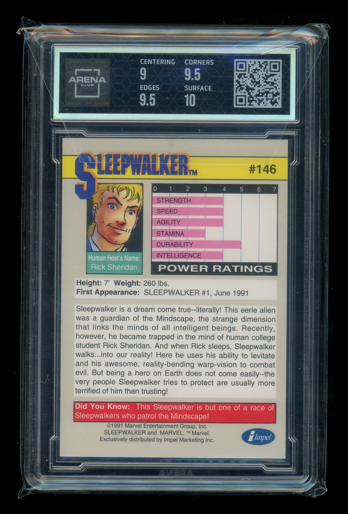 1991 Impel Marvel Universe Sleepwalker #146 Arena Club 9.5