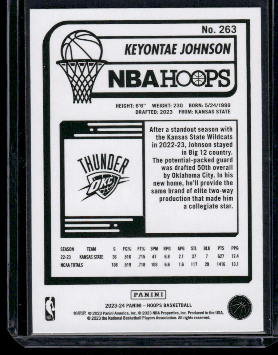 2023-24 Panini NBA Hoops Keyontae Johnson #263 Purple RC Basketball