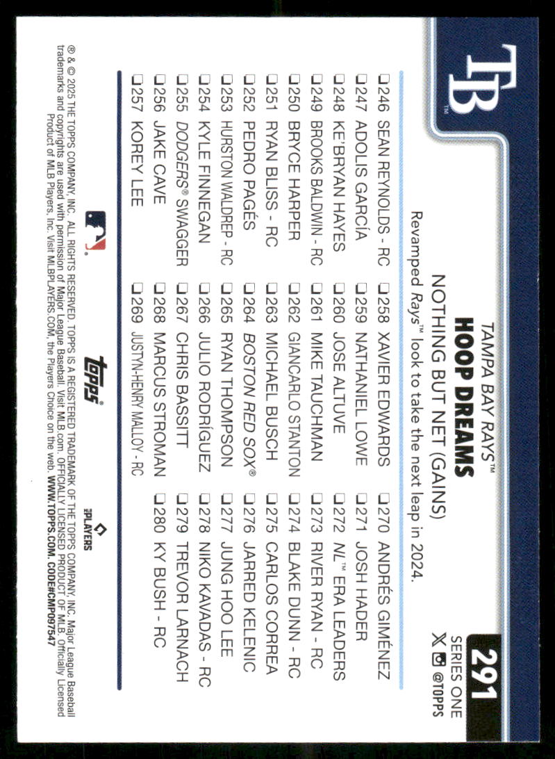 2025 Topps Series One Yandy Díaz Isaac Paredes #291 Baseball