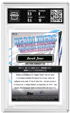 2023 Topps Finest Headliners Derek Jeter #FH-15 Baseball Arena Club 9.5