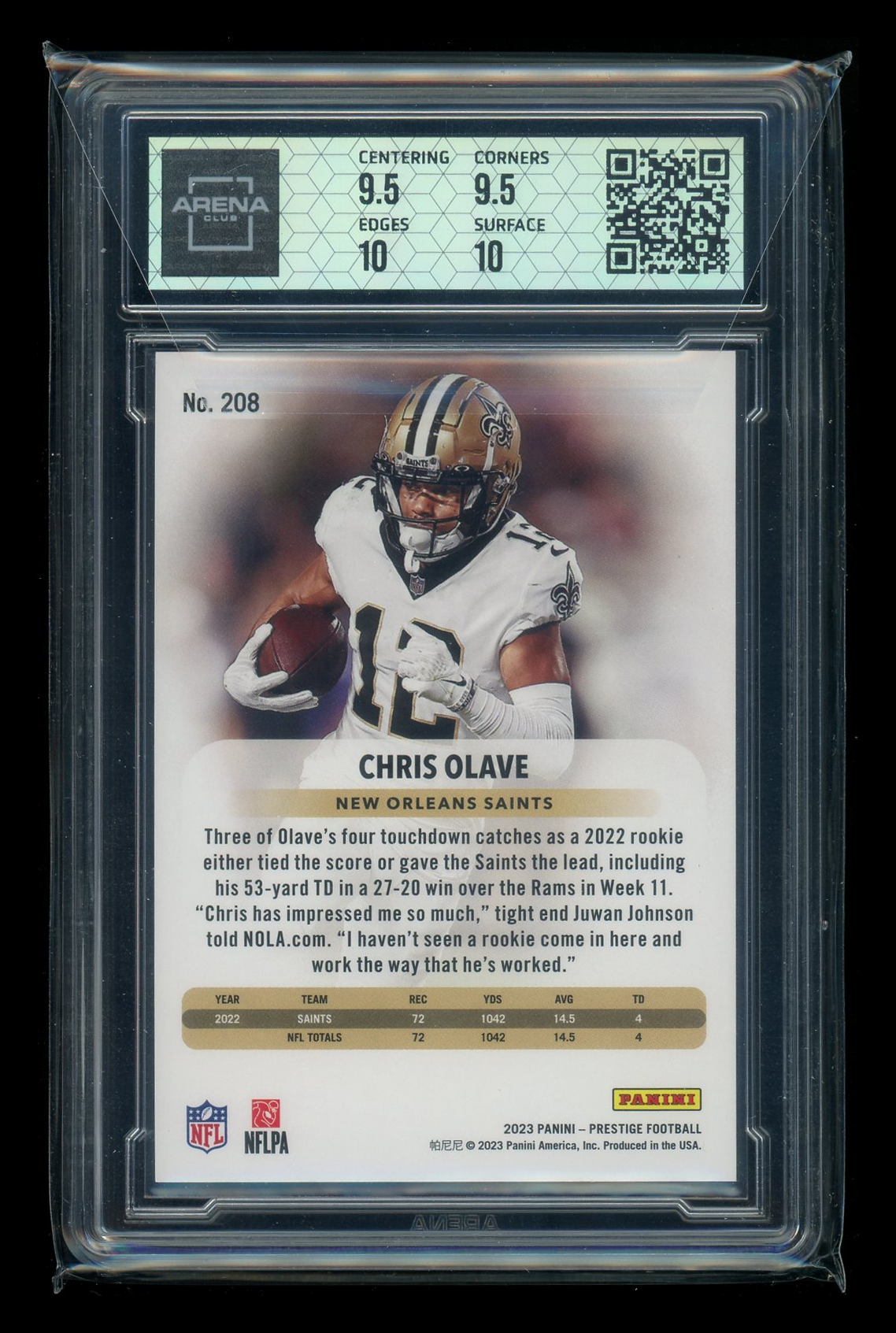 2023 Panini Prestige Xtra Points Premium Red Chris Olave #208 009/399 AC 10