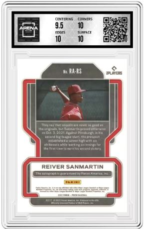 2022 Panini Prizm Reiver Sanmartin #RA-RS Rookie Auto Baseball Arena Club 10