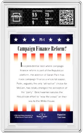 2008 Bench Warmer Limited Presidential Candidates McCain/Palin #PS-1 AC 8