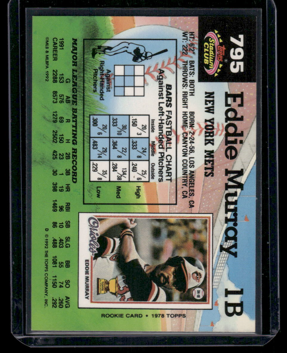 1992 Topps Stadium Club Eddie Murray #795 Baseball