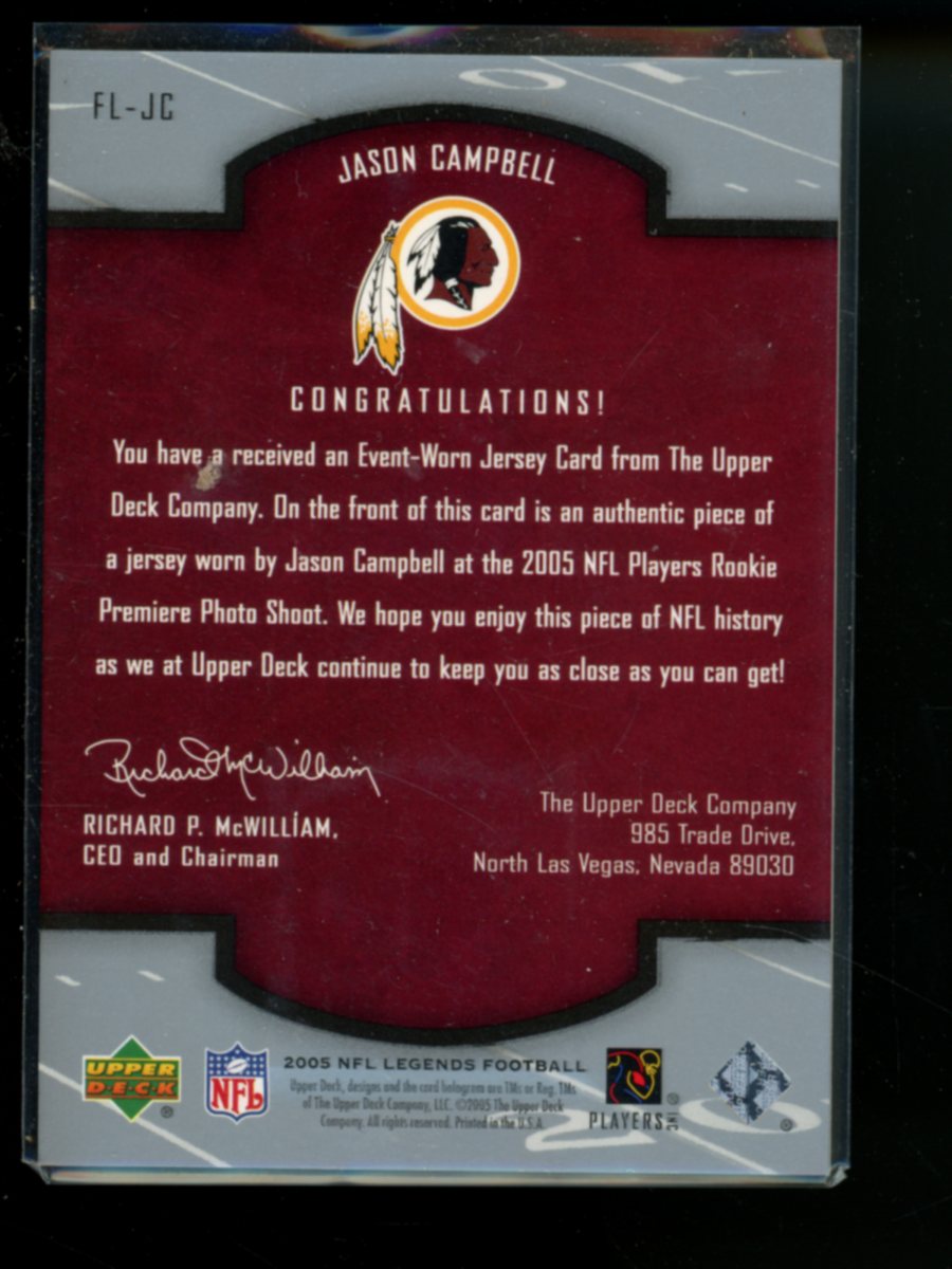 2005 Upper Deck NFL Legends Football Jason Campbell #FL-JC Authentic Jersey