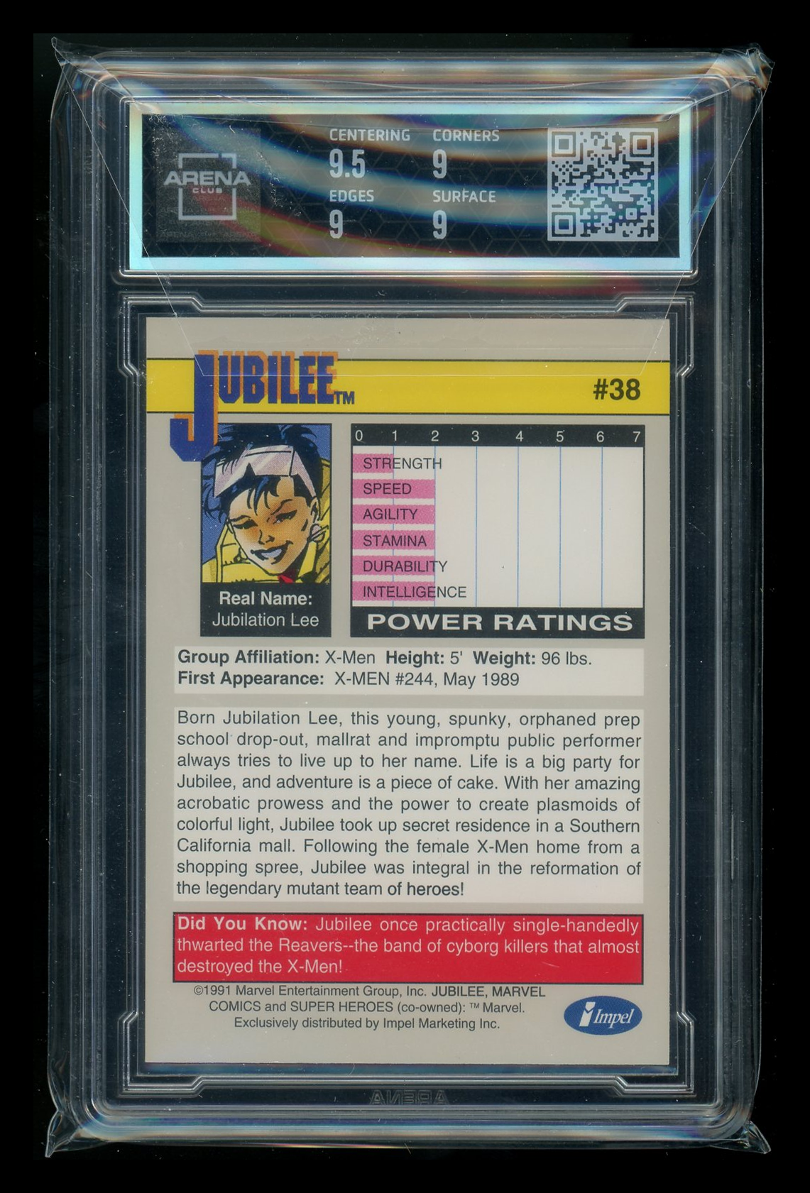 1991 Impel Marvel Universe Jubilee #38 Arena Club 9