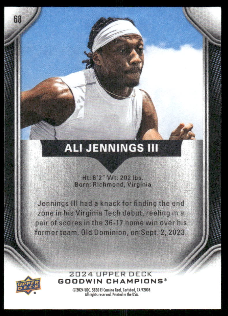 2024 Upper Deck Goodwin Champions Ali Jennings III #68 Football