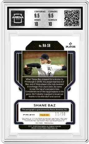2022 Panini Prizm Shane Baz #RA-SB Purple Auto 11/50 RC Baseball Arena Club 10
