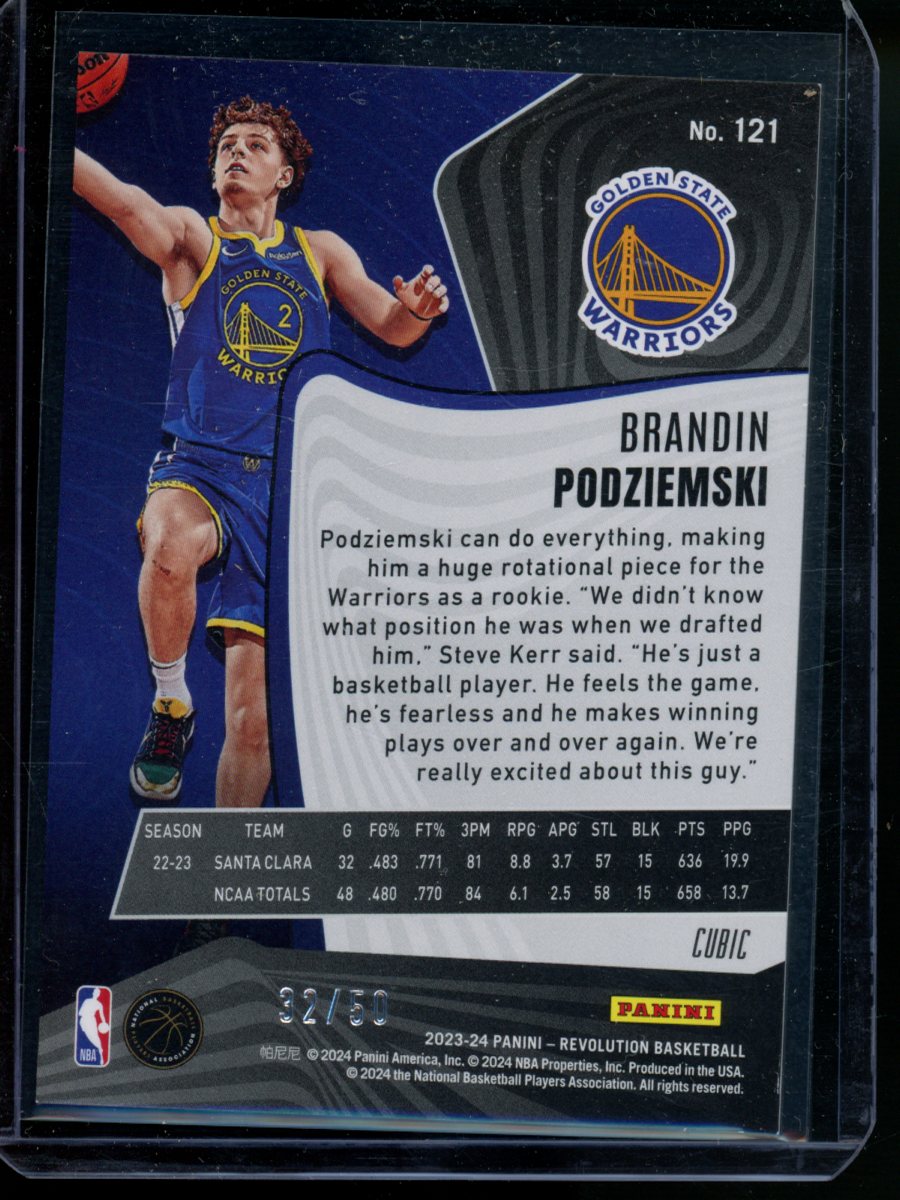 2023-24 Panini Revolution Brandin Podziemski #121 Cubic 32/50 RC Basketball