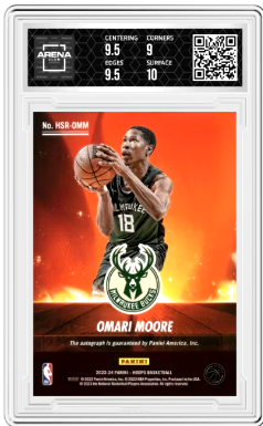 2023-24 Panini NBA Hoops Omari Moore #HSR-OMM Hot Signatures Rookie AC 9.5