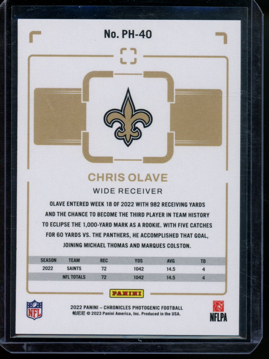 2023 Panini Chronicles Photogenic Chris Olave #PH-40 49/99 RC Football