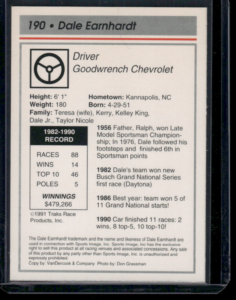 1990 Traks Dale Earnhardt #190 Racing