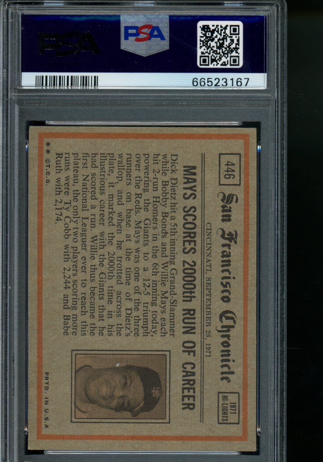 1972 Topps Tom Seaver #446 In Action Baseball PSA 4