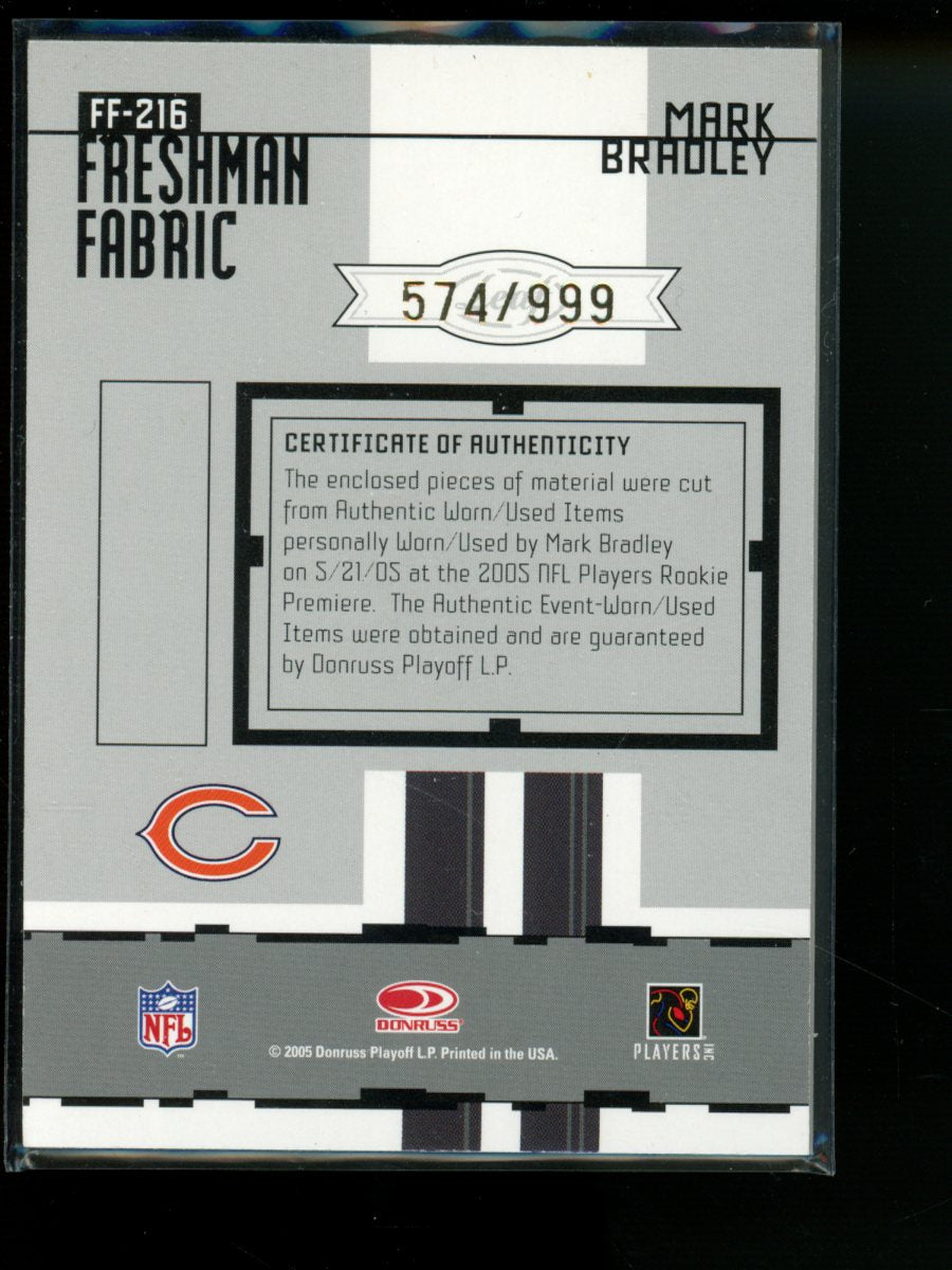 2005 Donruss Playoff Leaf Certified Mark Bradley FF-216 Worn Freshman Fabric