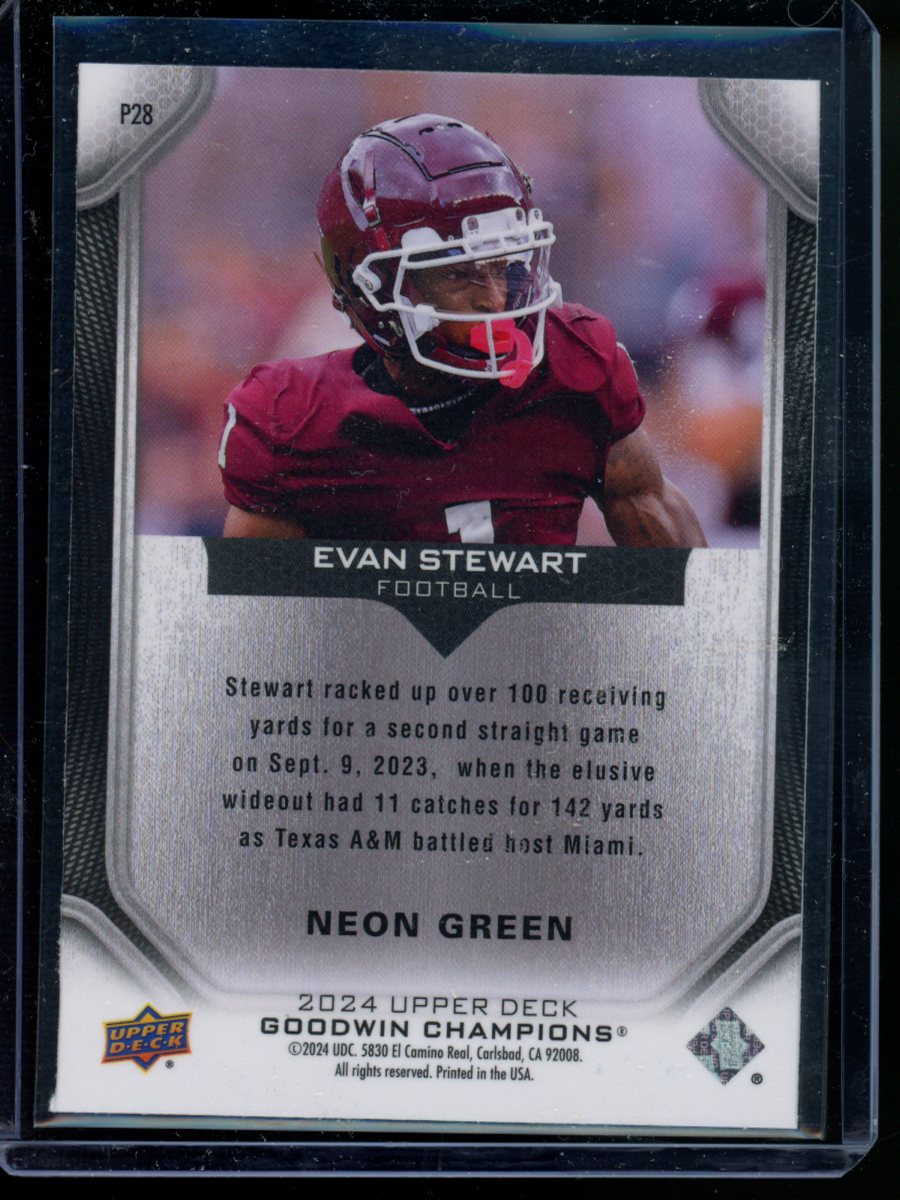 2024 Upper Deck Goodwin Champions Neon Green Evan Stewart #P28 Football