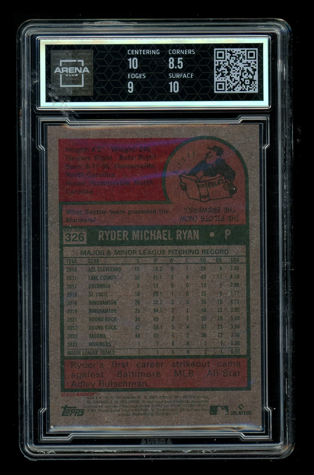 2024 Topps Heritage Ryder Ryan #326 RC Baseball Arena Club 9