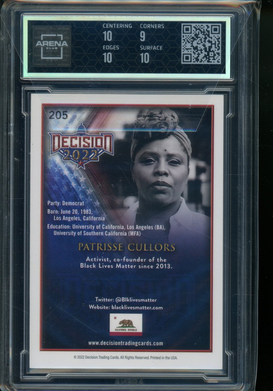 2022 Decision SP Bronze Foil Patrisse Cullors 2/5 #205 Arena Club 9.5