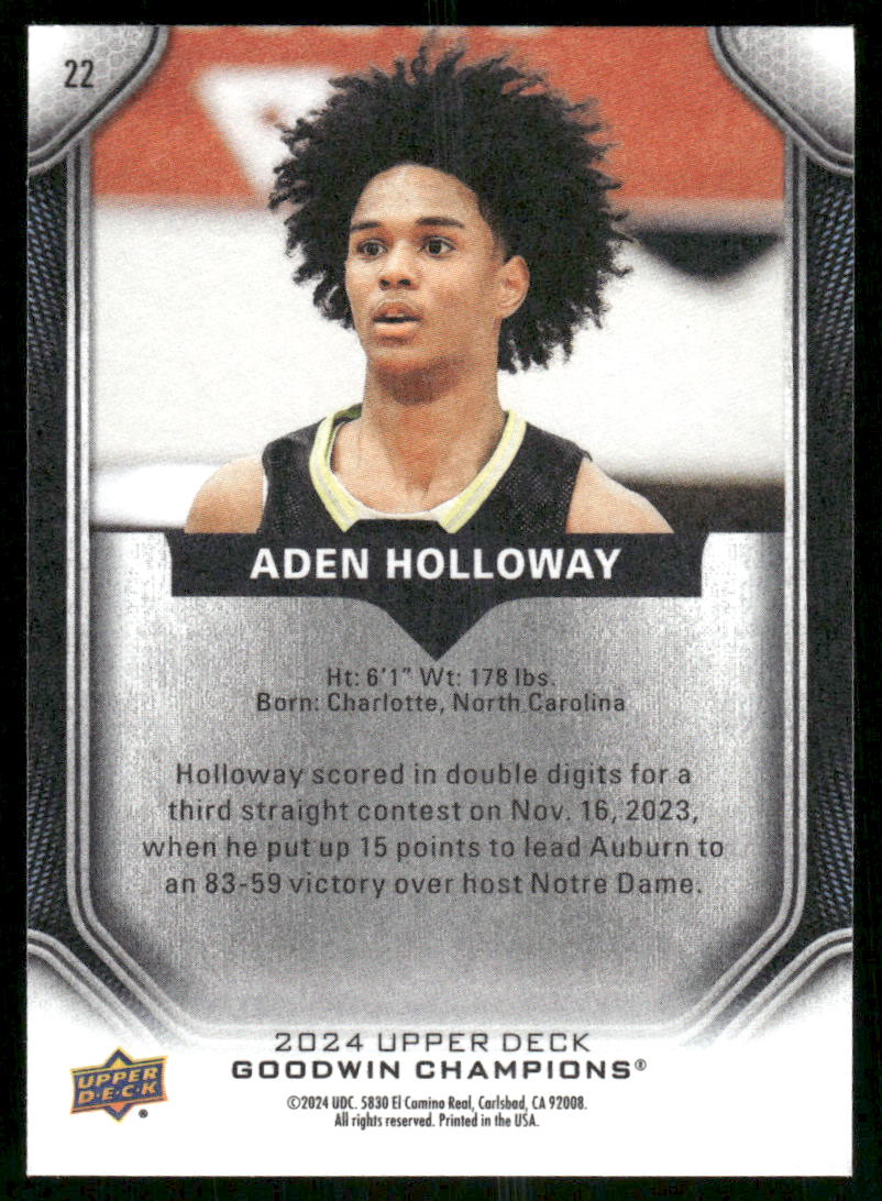2024 Upper Deck Goodwin Champions Aden Holloway #22 Basketball