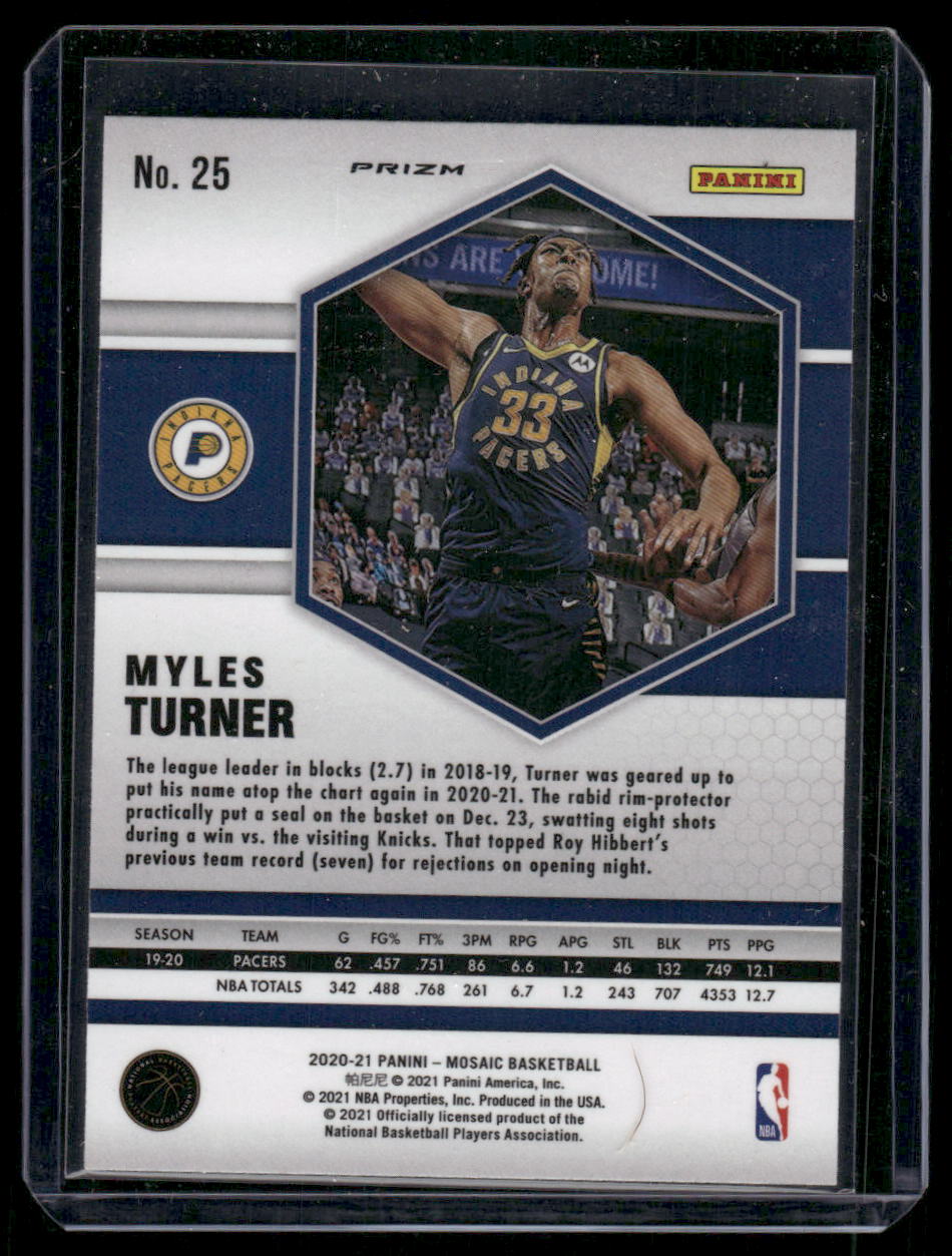 2020-21 Panini Mosaic Prizm Myles Turner #25 Basketball