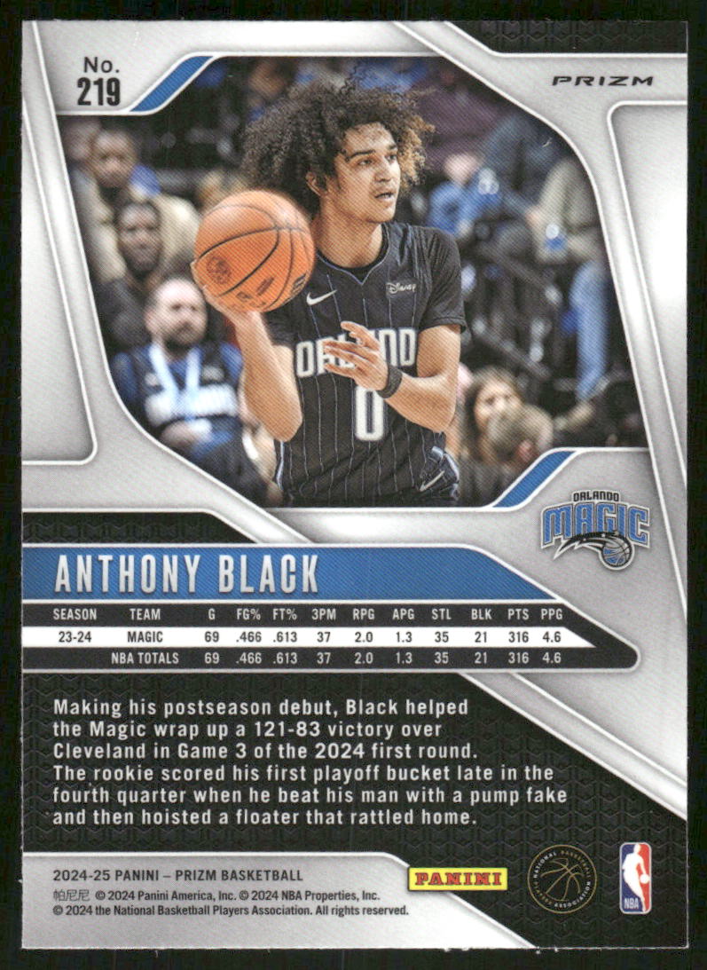 2023-24 Panini Prizm Basketball Anthony Black #219 Pink Pink Ice Basketball