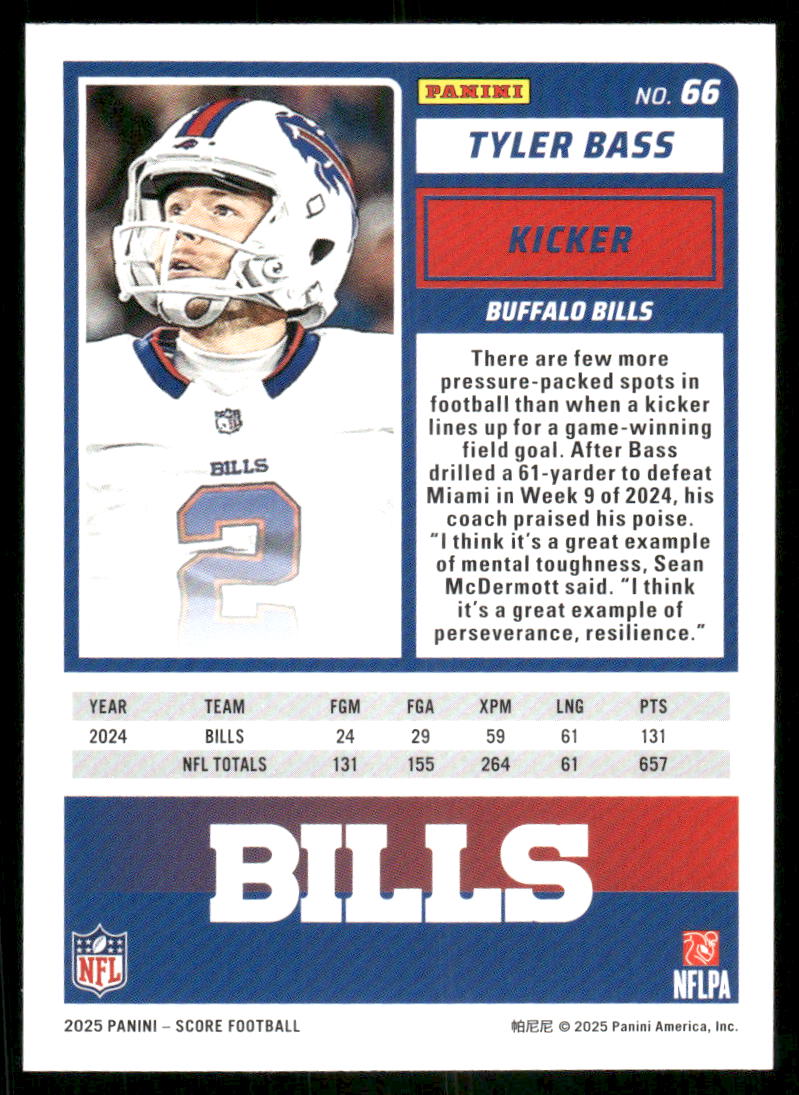 2025 Score A Treat Tyler Bass #66 Football